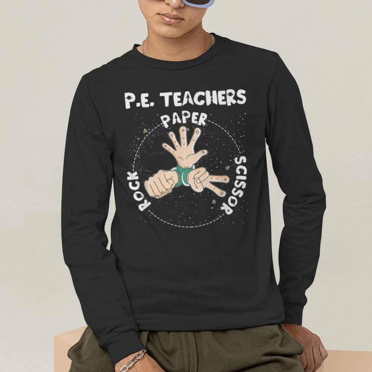 Physical Education PE Teacher Rock Paper Scissor Men's Long Sleeve T-Shirt, funny gift