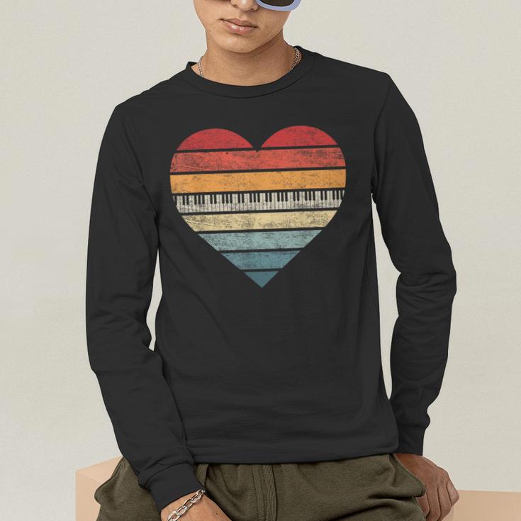 Pianist Retro Sunset Piano Keyboard Player Teacher Men's Long Sleeve T-Shirt, funny gift Pianist Retro Sunset Piano Keyboard Player Teacher Men's Long Sleeve T-Shirt, funny gift