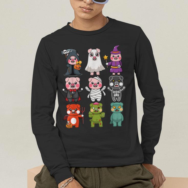Pig Spooky Ghost Witch Boo-Jee Horror Pumpkin Pig Halloween Men's Long Sleeve T-Shirt, funny gift