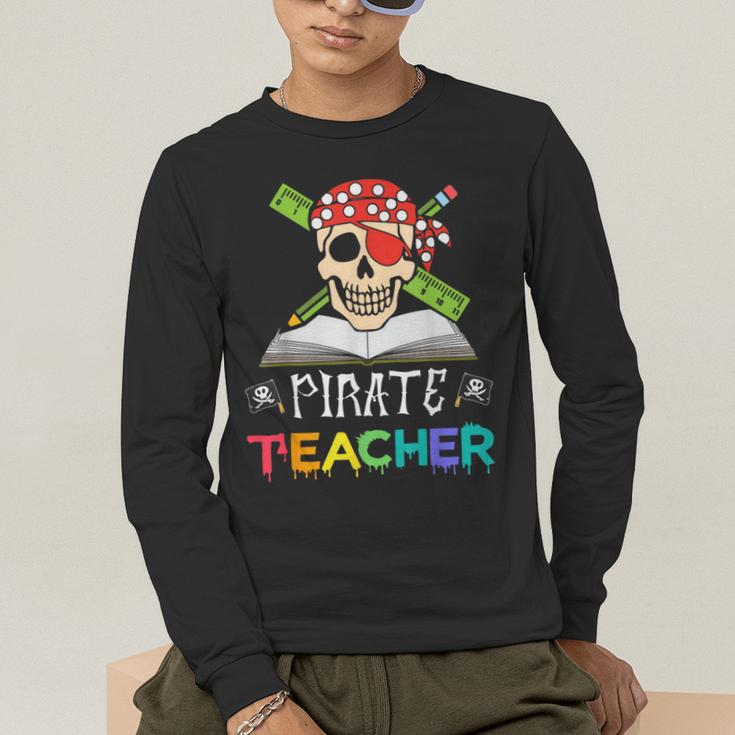 Pirate Teacher Halloween Skull Adult Men's Long Sleeve T-Shirt, funny gift Pirate Teacher Halloween Skull Adult Men's Long Sleeve T-Shirt, funny gift