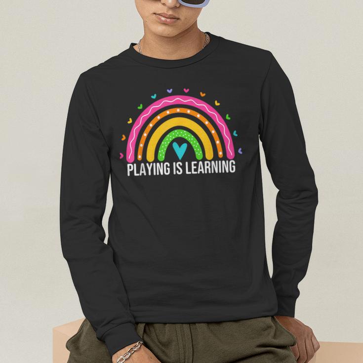 Playing Is Learning Early Childhood Education ECE Teacher Men's Long Sleeve T-Shirt, funny gift Playing Is Learning Early Childhood Education ECE Teacher Men's Long Sleeve T-Shirt, funny gift