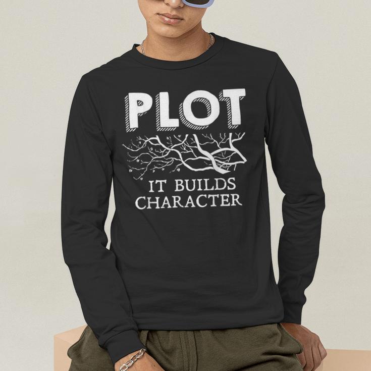 Plot It Builds Character Book Reading Teacher Men's Long Sleeve T-Shirt, funny gift Plot It Builds Character Book Reading Teacher Men's Long Sleeve T-Shirt, funny gift