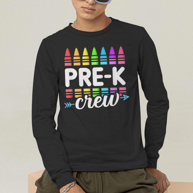 Pre-K Crew Teacher Team Squad Hello Back School Graduation Men's Long Sleeve T-Shirt, funny gift Pre-K Crew Teacher Team Squad Hello Back School Graduation Men's Long Sleeve T-Shirt, funny gift