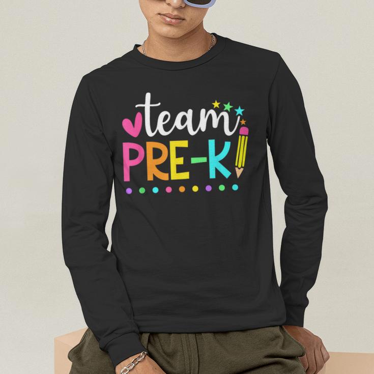 Pre-k Team Pencil Teacher Student Back To School Girls Men's Long Sleeve T-Shirt, funny gift