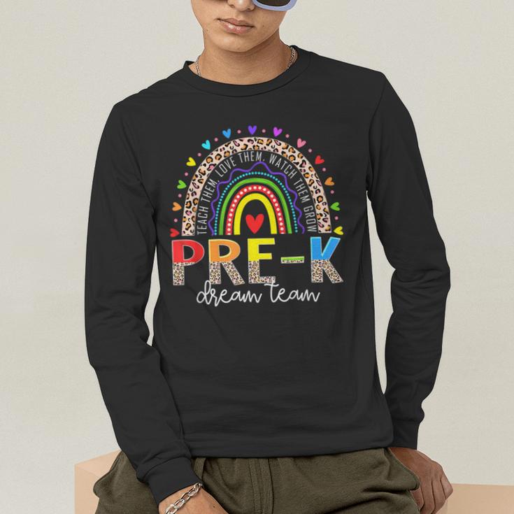 PreK Dream Team Leopard Rainbow Teacher Squad Back To School Men's Long Sleeve T-Shirt, funny gift