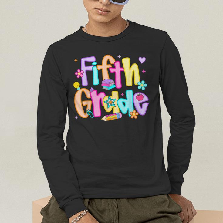 Preppy Fifth Grade Back To School 5th Grade Teacher Girl Boy Men's Long Sleeve T-Shirt, funny gift