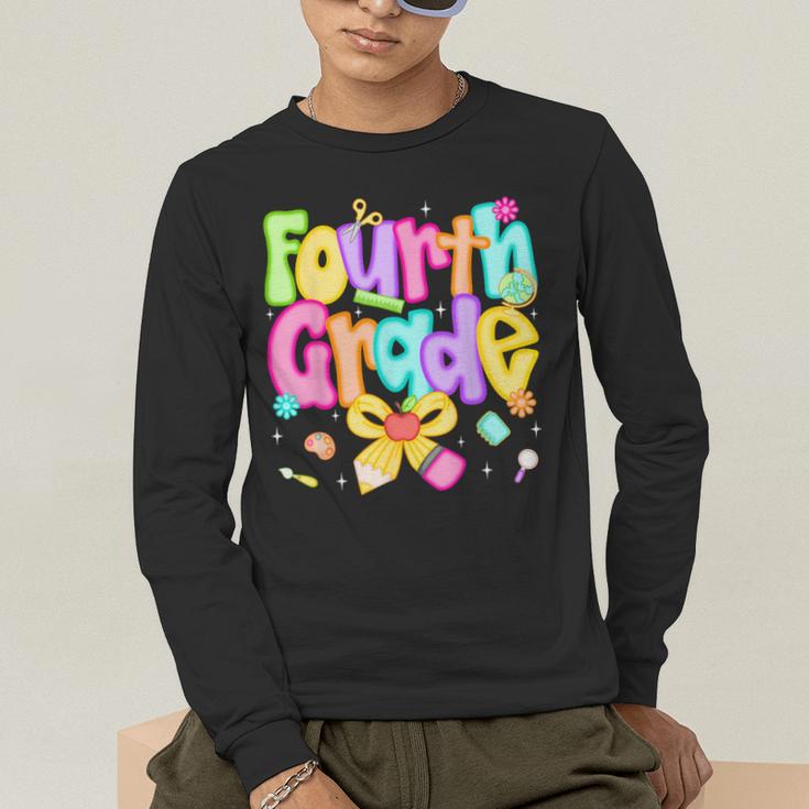 Preppy Fourth Grade Back To School 4th Grade Teacher Girls Men's Long Sleeve T-Shirt, funny gift