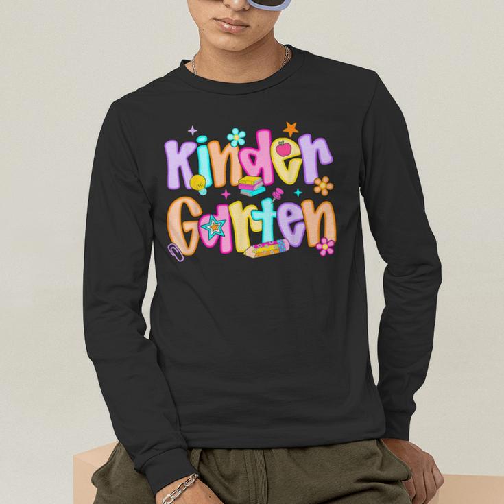 Preppy Kindergarten First Day Of School Teachers Girls Boys Men's Long Sleeve T-Shirt, funny gift Preppy Kindergarten First Day Of School Teachers Girls Boys Men's Long Sleeve T-Shirt, funny gift