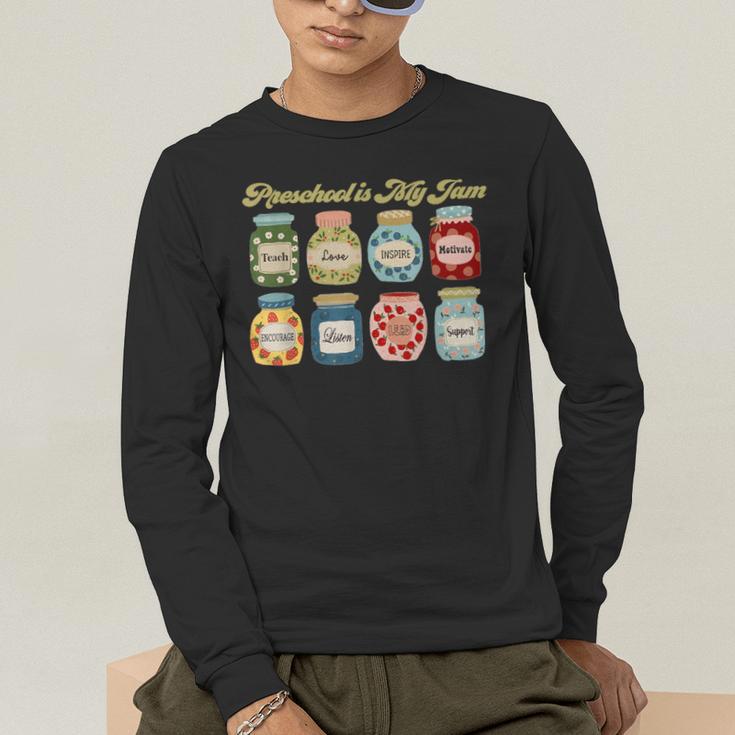 Preschool Is My Jam Retro Preschool Teacher Back To School Men's Long Sleeve T-Shirt, funny gift Preschool Is My Jam Retro Preschool Teacher Back To School Men's Long Sleeve T-Shirt, funny gift