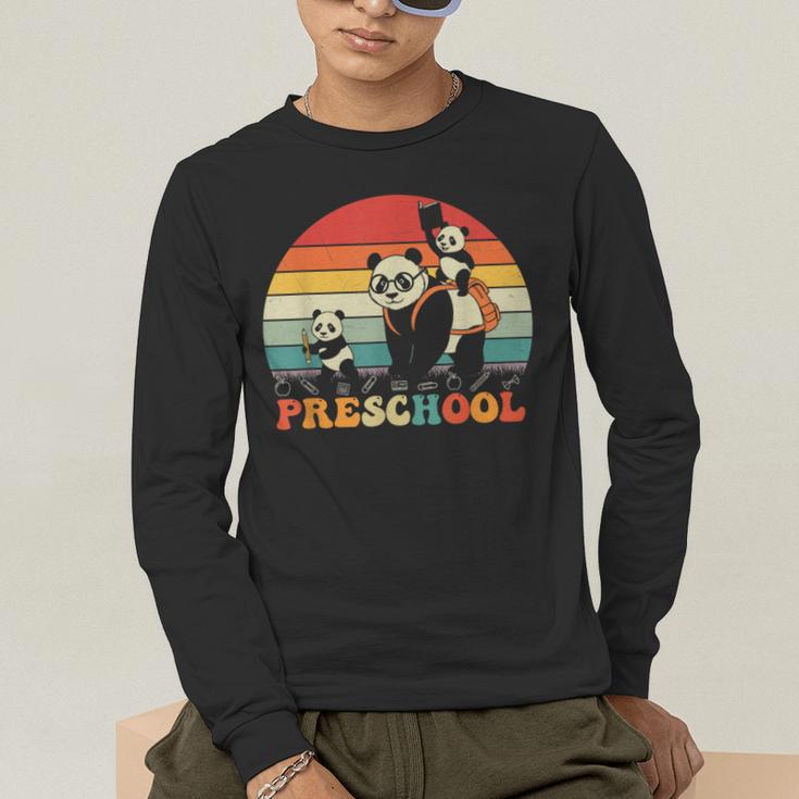 Preschool Panda Back To School Teacher Student Men's Long Sleeve T-Shirt, funny gift Preschool Panda Back To School Teacher Student Men's Long Sleeve T-Shirt, funny gift