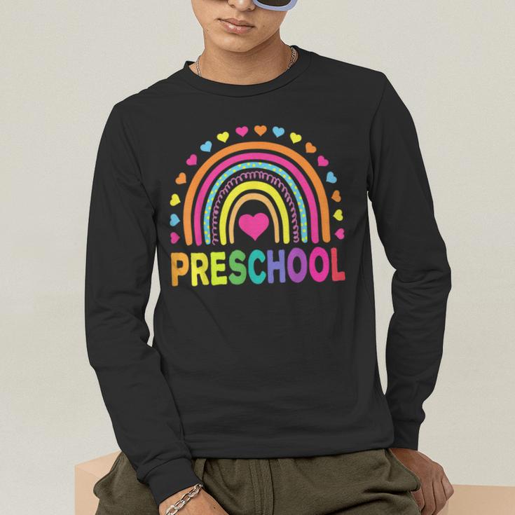 Preschool Rainbow Girls Boys Kids Teacher Back To School Men's Long Sleeve T-Shirt, funny gift