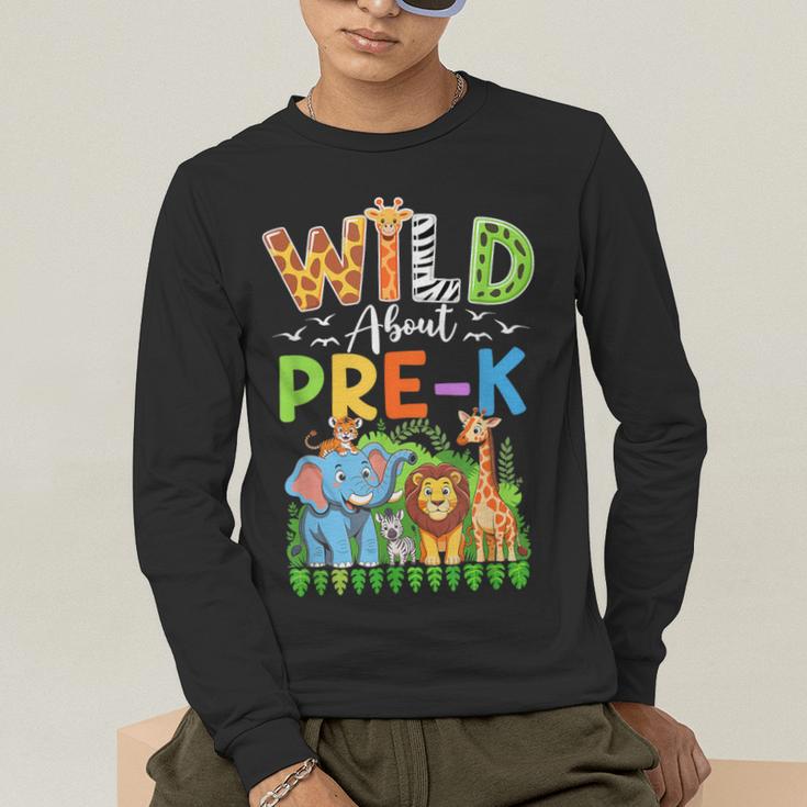 Preschool Teacher Kids Back To School Wild About Pre-K Men's Long Sleeve T-Shirt, funny gift
