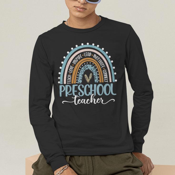 Preschool Teacher Leopard Boho Rainbow Back To School Men's Long Sleeve T-Shirt, funny gift Preschool Teacher Leopard Boho Rainbow Back To School Men's Long Sleeve T-Shirt, funny gift