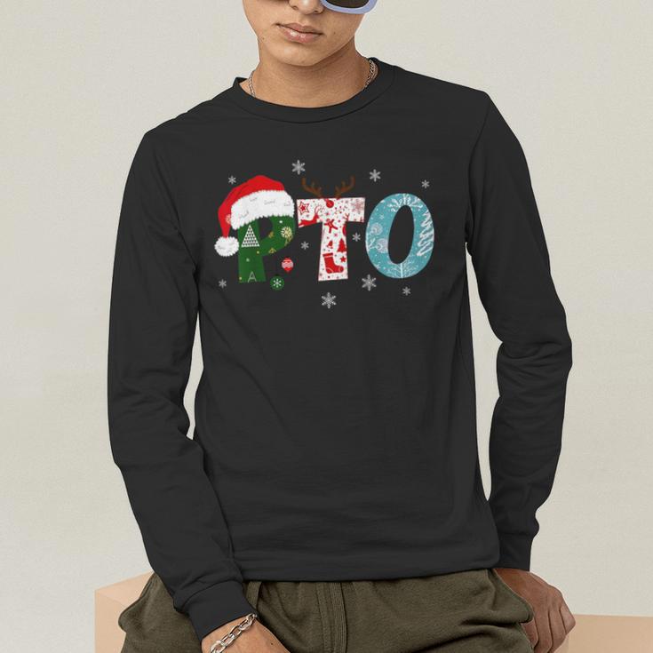 PTO Santa Hat Reindeer Parent Teacher Organization Christmas Men's Long Sleeve T-Shirt, funny gift PTO Santa Hat Reindeer Parent Teacher Organization Christmas Men's Long Sleeve T-Shirt, funny gift