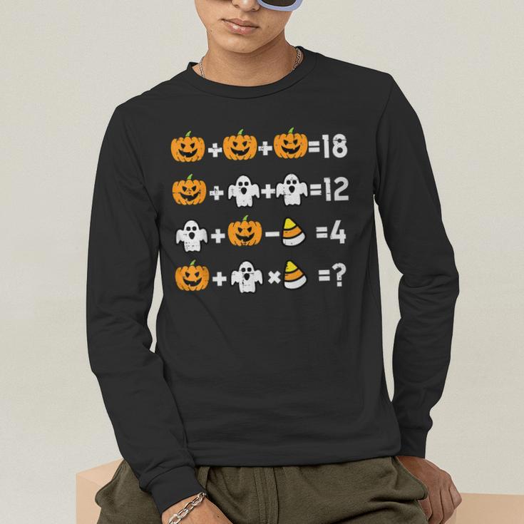 Pumpkin Ghost Equation Math Teacher Halloween Costume Men's Long Sleeve T-Shirt, funny gift Pumpkin Ghost Equation Math Teacher Halloween Costume Men's Long Sleeve T-Shirt, funny gift