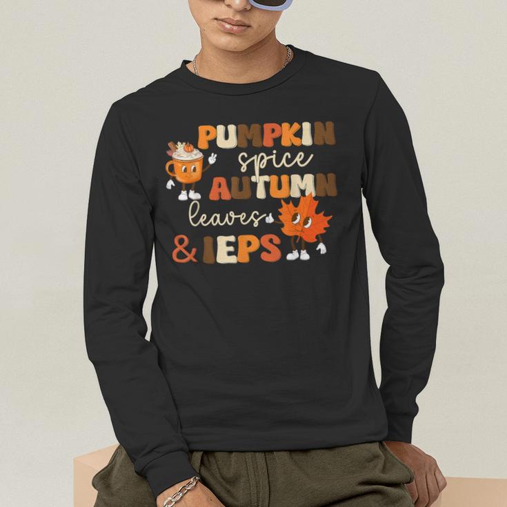 Pumpkin Spice Autumn Leaves IEPS Sped Teacher Fall Men's Long Sleeve T-Shirt, funny gift Pumpkin Spice Autumn Leaves IEPS Sped Teacher Fall Men's Long Sleeve T-Shirt, funny gift