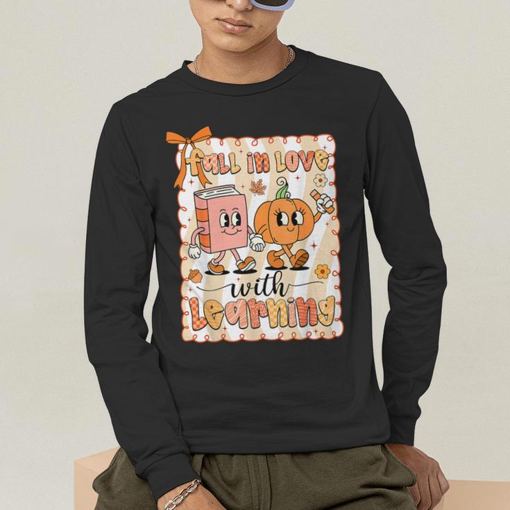 Pumpkin Teacher Preppy Fall In Love With Learning Autumn Men's Long Sleeve T-Shirt, funny gift Pumpkin Teacher Preppy Fall In Love With Learning Autumn Men's Long Sleeve T-Shirt, funny gift