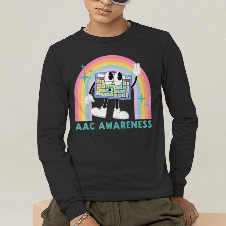 Rainbow AAC Awareness Month SPED Teacher SLP Communication Men's Long Sleeve T-Shirt, funny gift Rainbow AAC Awareness Month SPED Teacher SLP Communication Men's Long Sleeve T-Shirt, funny gift