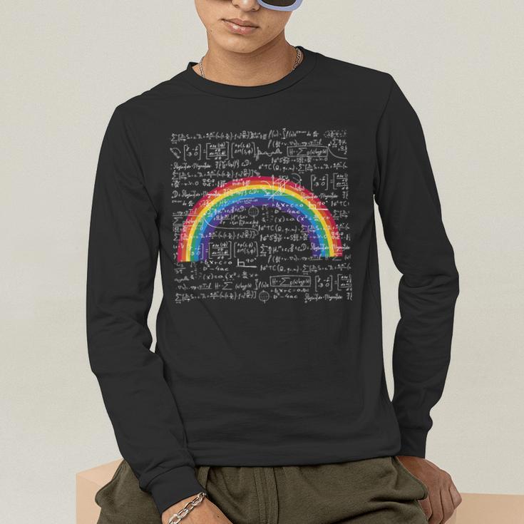 Rainbow Math Equation Teacher Nerd Retro LGBT Gay Pride Flag Men's Long Sleeve T-Shirt, funny gift