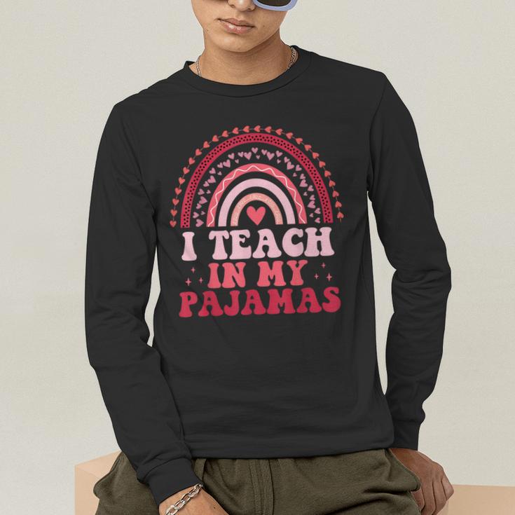 Rainbow Retro Homeschool Mom Teacher I Teach In My Pajamas Men's Long Sleeve T-Shirt, funny gift Rainbow Retro Homeschool Mom Teacher I Teach In My Pajamas Men's Long Sleeve T-Shirt, funny gift
