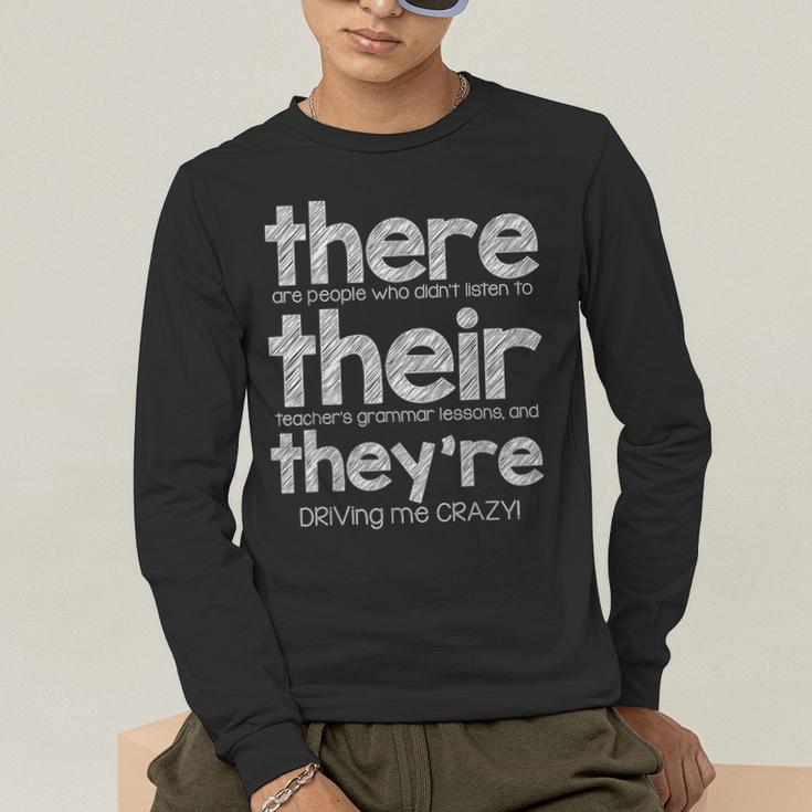 There Their They'Re English Grammar Teacher Humor Men's Long Sleeve T-Shirt, funny gift