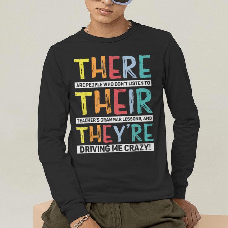 There Their They’Re Grammar Joke For English Teacher Student Men's Long Sleeve T-Shirt, funny gift