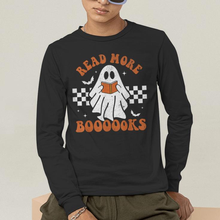 Read More Books Cute Ghost Reading Book Teacher Halloween Men's Long Sleeve T-Shirt, funny gift