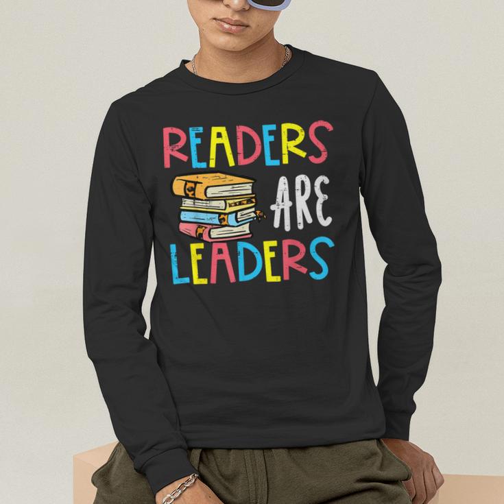 Readers Are Leaders Reading Book Lover Teacher Women Men Kid Men's Long Sleeve T-Shirt, funny gift