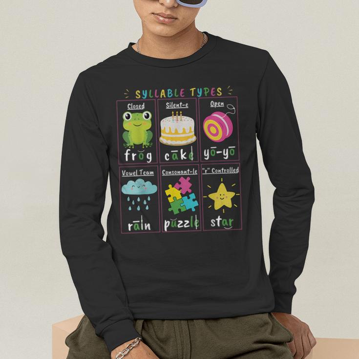 Reading Teacher Syllable Types Phonics Phonemic Awareness Men's Long Sleeve T-Shirt, funny gift