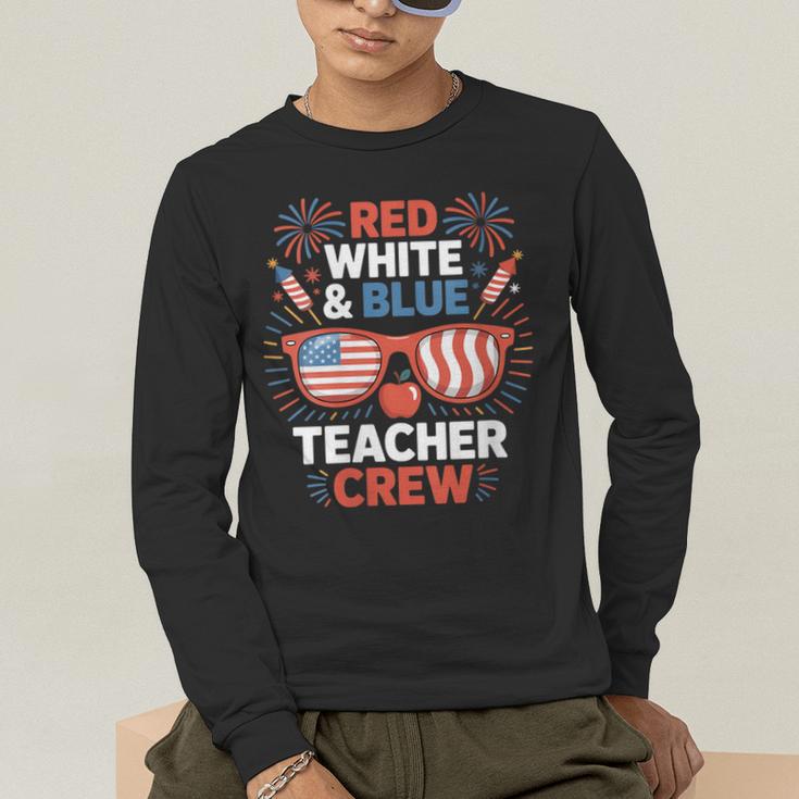 Red & Blue Teacher Crew Shirt 4th Of July Sunglasses Men's Long Sleeve T-Shirt, funny gift Red & Blue Teacher Crew Shirt 4th Of July Sunglasses Men's Long Sleeve T-Shirt, funny gift