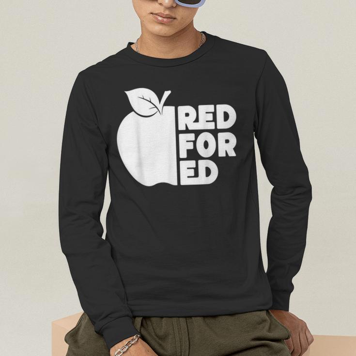 Red For Ed Teacher Support Public Education For Men Women Kids Men's Long Sleeve T-Shirt, funny gift Red For Ed Teacher Support Public Education For Men Women Kids Men's Long Sleeve T-Shirt, funny gift