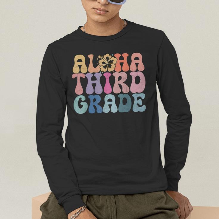 Retro Aloha Third Grade Teacher Summer Vacation Beach Hawaii Men's Long Sleeve T-Shirt, funny gift Retro Aloha Third Grade Teacher Summer Vacation Beach Hawaii Men's Long Sleeve T-Shirt, funny gift