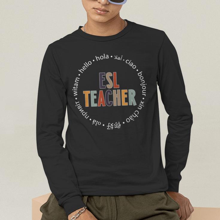 Retro ESL Teacher Teach Multilingual Learners Team Men's Long Sleeve T-Shirt, funny gift Retro ESL Teacher Teach Multilingual Learners Team Men's Long Sleeve T-Shirt, funny gift