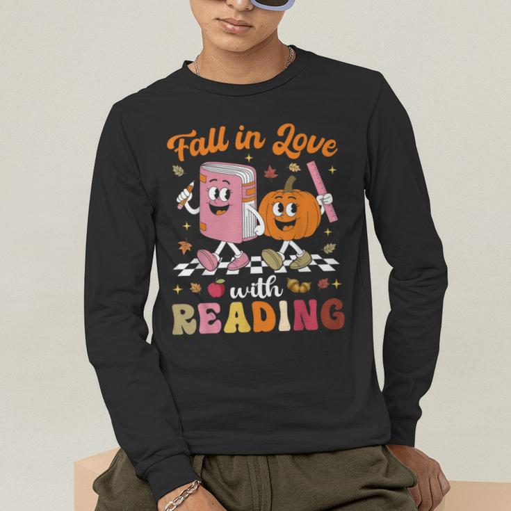 Retro Fall In Love With Learning Pumpkin Autumn Teacher Men's Long Sleeve T-Shirt, funny gift Retro Fall In Love With Learning Pumpkin Autumn Teacher Men's Long Sleeve T-Shirt, funny gift
