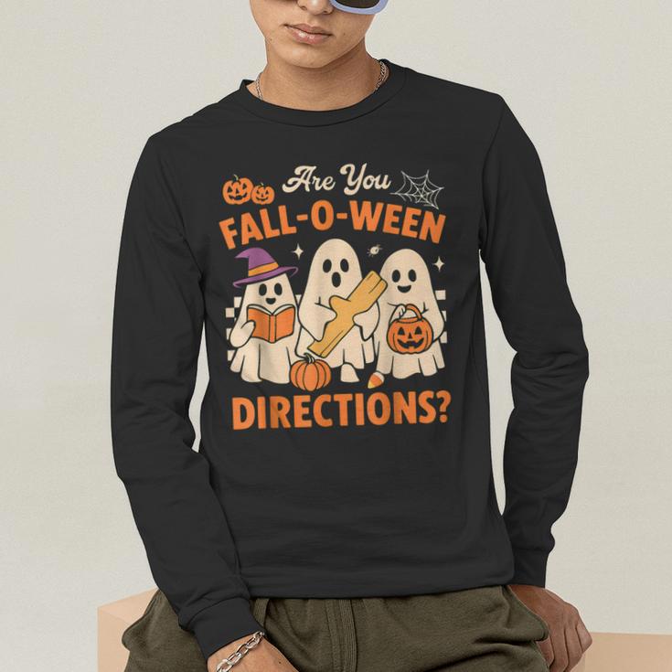 Retro Are You Fall O Ween Directions Ghost Teacher Spooky Men's Long Sleeve T-Shirt, funny gift Retro Are You Fall O Ween Directions Ghost Teacher Spooky Men's Long Sleeve T-Shirt, funny gift