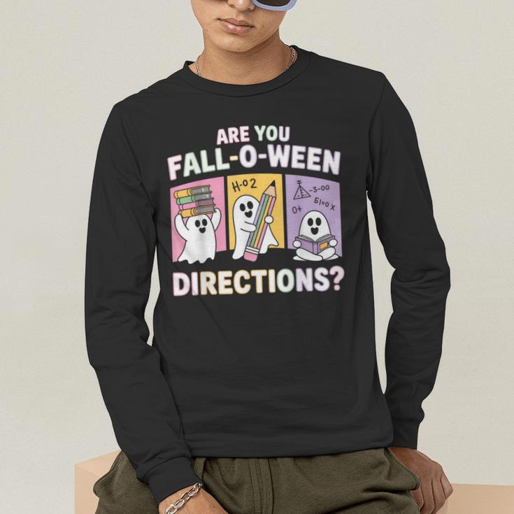 Retro Are You Fall O Ween Directions Teacher Halloween Ghost Men's Long Sleeve T-Shirt, funny gift