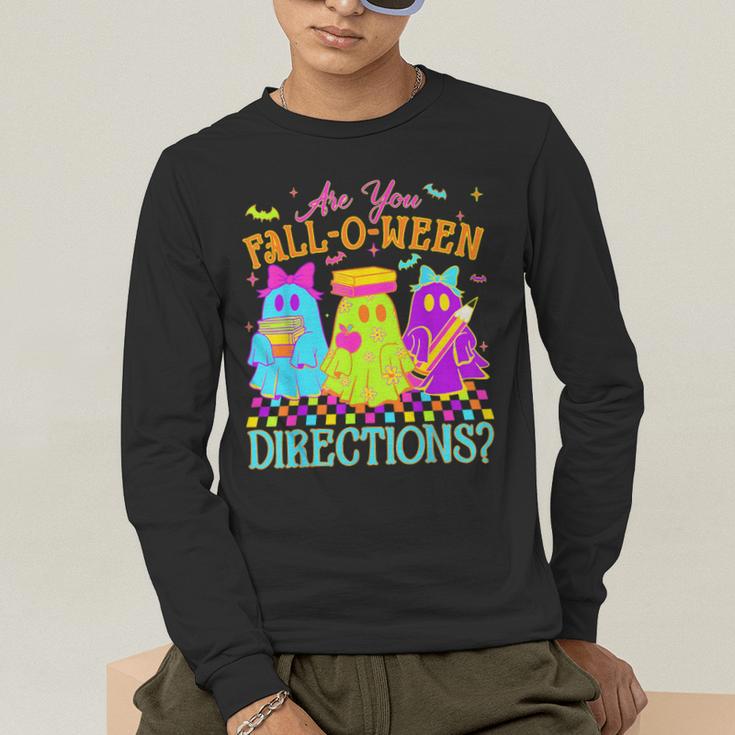 Retro Are You Falloween Direction Teacher Spooky Halloween Men's Long Sleeve T-Shirt, funny gift