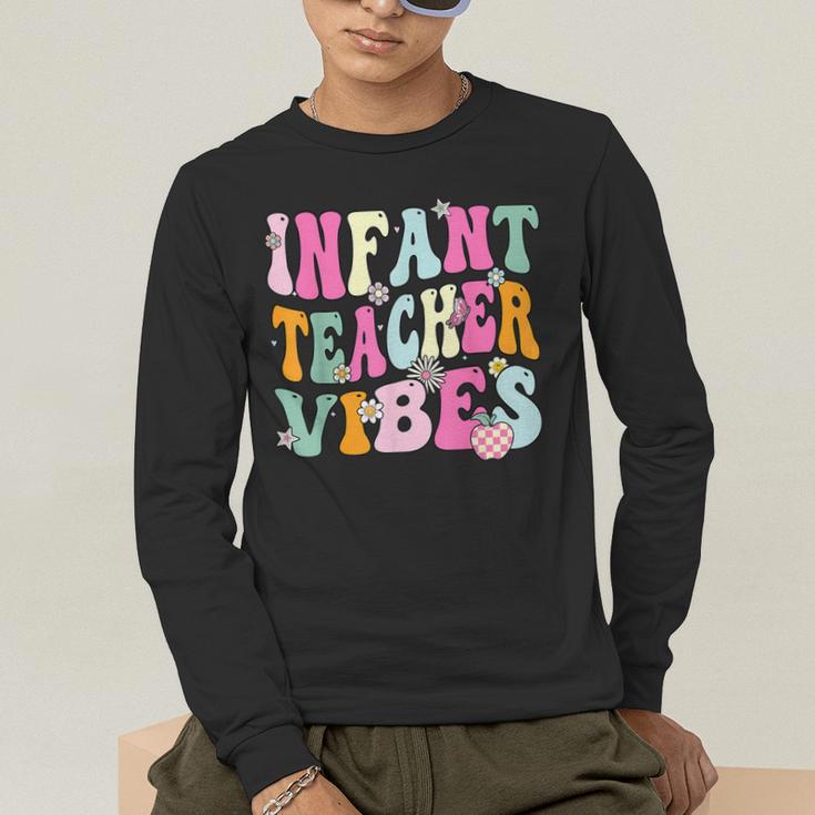 Retro Infant Teacher Vibes Women Daycare Teacher Men's Long Sleeve T-Shirt, funny gift