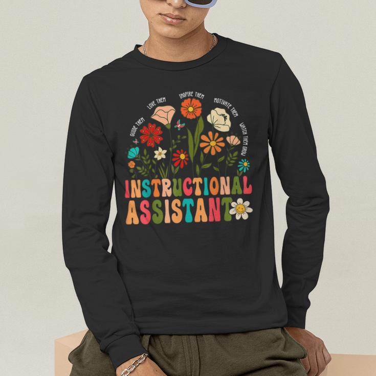 Retro Instructional Assistant Wildflowers Teacher Aide Men's Long Sleeve T-Shirt, funny gift Retro Instructional Assistant Wildflowers Teacher Aide Men's Long Sleeve T-Shirt, funny gift