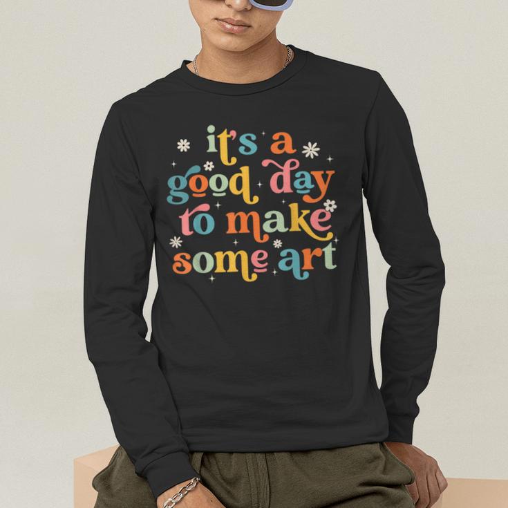 Retro It's a Good Day To Make Some Art Teacher Student Men's Long Sleeve T-Shirt, funny gift Retro It's a Good Day To Make Some Art Teacher Student Men's Long Sleeve T-Shirt, funny gift
