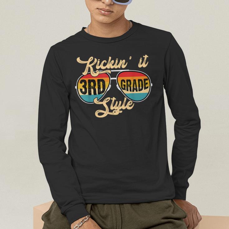 Retro Kickin It 3rd Grade Style Teacher Back To School Men Women Men's Long Sleeve T-Shirt, funny gift