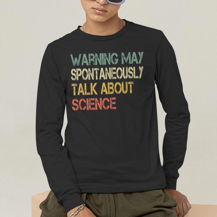 Retro Scientist Warning May Talk About Science Teacher Men's Long Sleeve T-Shirt, funny gift