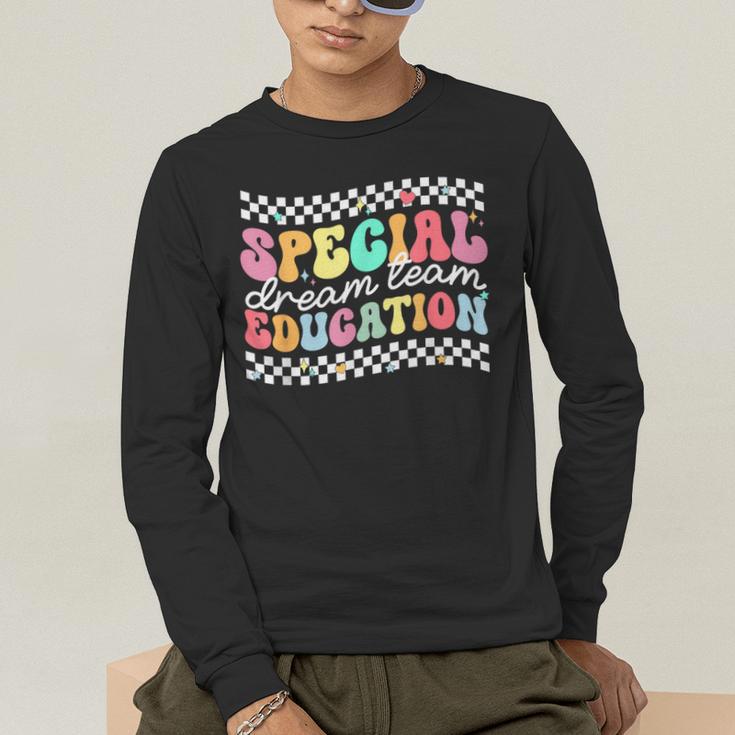Retro Special Education Squad Groovy Dream Team SPED Teacher Men's Long Sleeve T-Shirt, funny gift