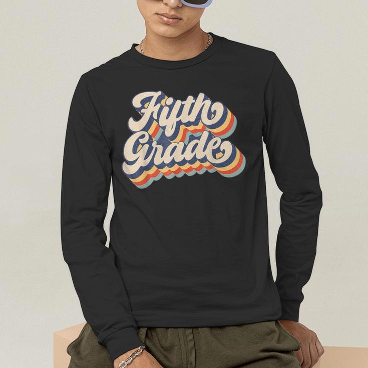 Retro Sunset Fifth Grade Teacher & Student Back To School Men's Long Sleeve T-Shirt, funny gift Retro Sunset Fifth Grade Teacher & Student Back To School Men's Long Sleeve T-Shirt, funny gift