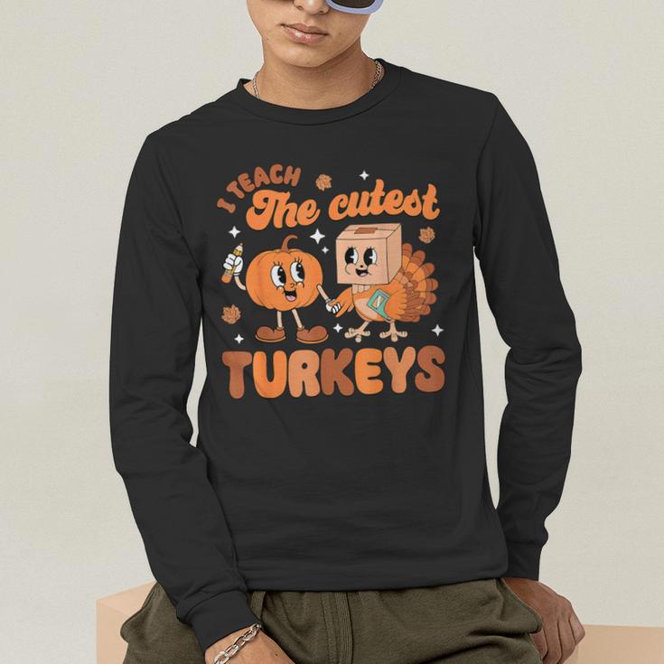 Retro I Teach The Cutest Turkey Thanksgiving Pumpkin Teacher Men's Long Sleeve T-Shirt, funny gift Retro I Teach The Cutest Turkey Thanksgiving Pumpkin Teacher Men's Long Sleeve T-Shirt, funny gift