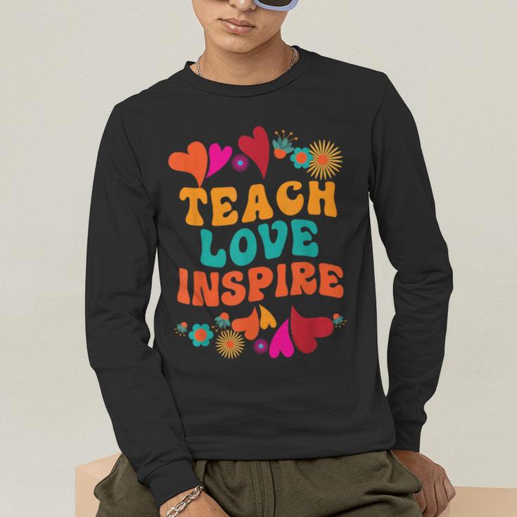 Retro Teach Love Inspire Back To School Teachers Men's Long Sleeve T-Shirt, funny gift