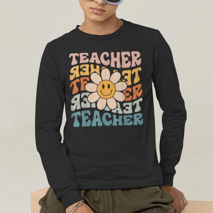 Retro Teacher Daisy Colorful Elementary School Teacher Men's Long Sleeve T-Shirt, funny gift Retro Teacher Daisy Colorful Elementary School Teacher Men's Long Sleeve T-Shirt, funny gift