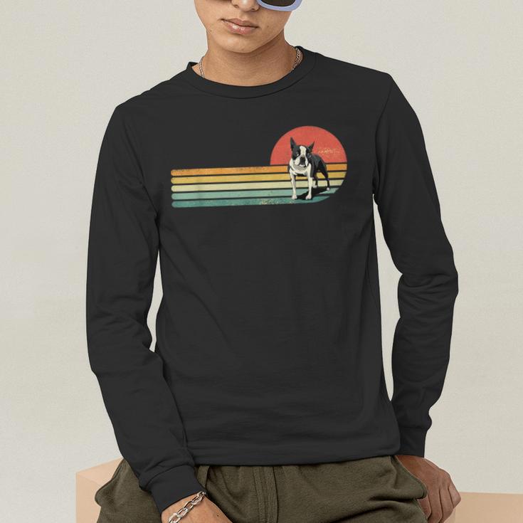 Retro Vintage Boston Terrier Dog Lover Boston Terrier Mom Men's Long Sleeve T-Shirt, funny gift