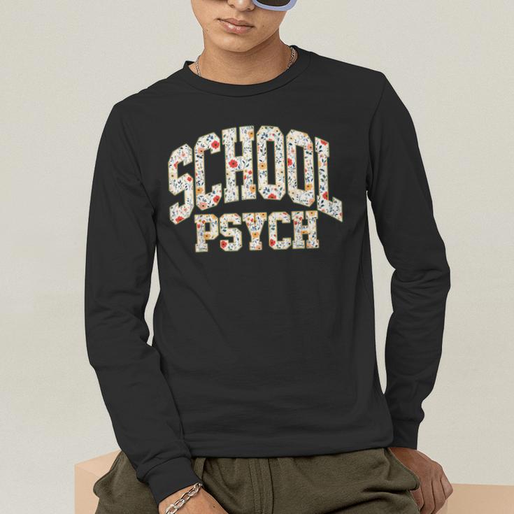 Retro Wildflower School Psych Teacher School Psychologist Men's Long Sleeve T-Shirt, funny gift