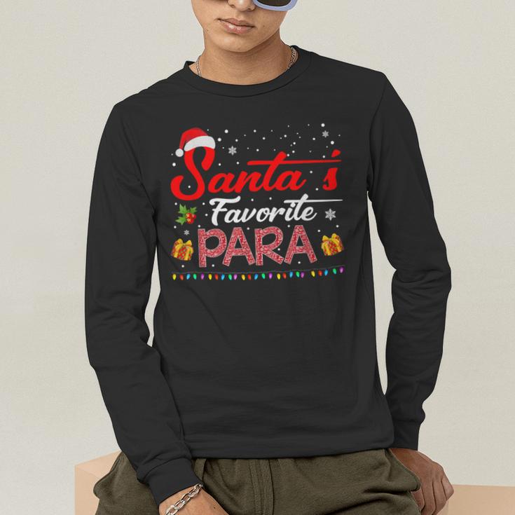 Santa's Favorite Para Christmas Paraprofessional Teacher Men's Long Sleeve T-Shirt, funny gift